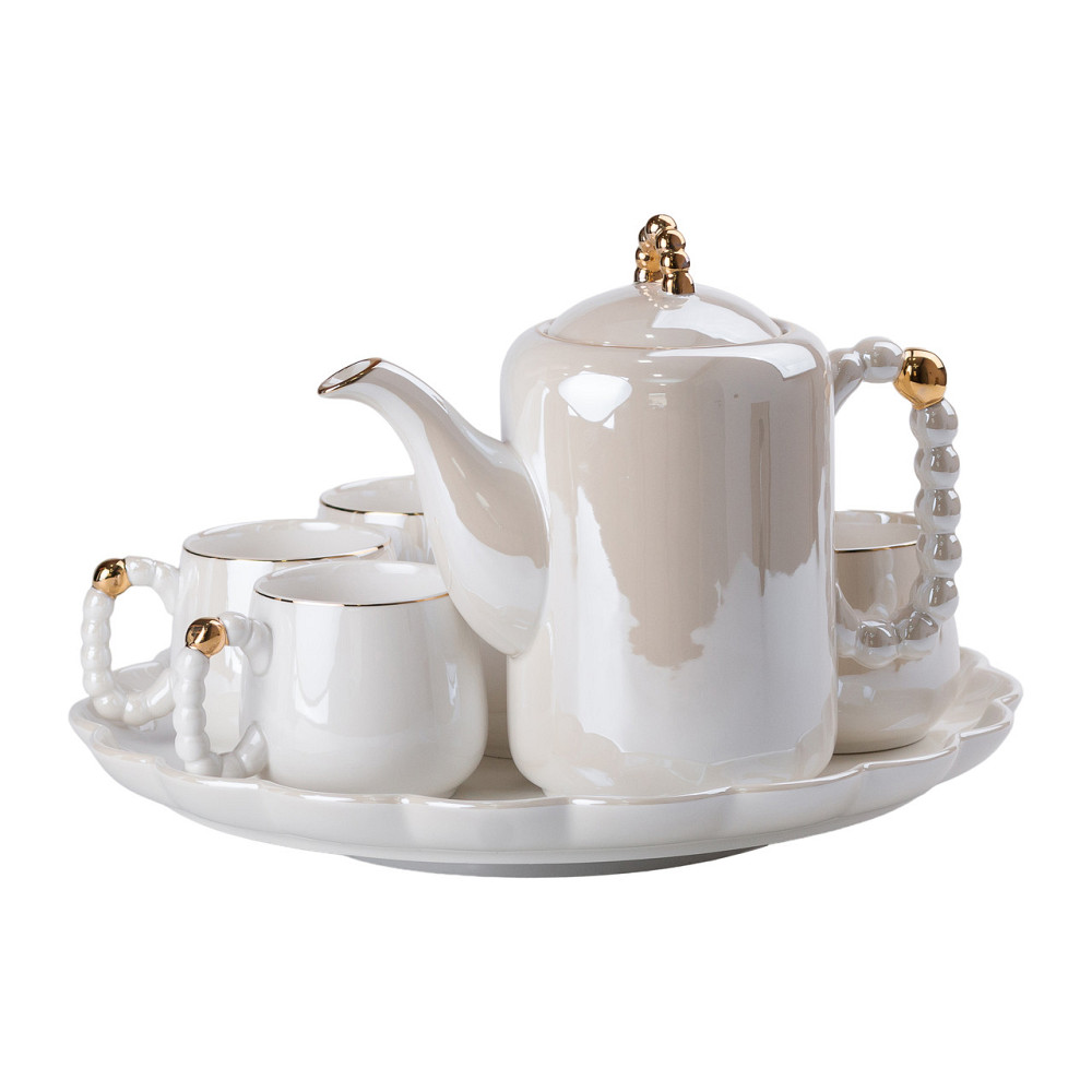 Yiwu Чайний набір на 6 персон із заварювальним чайником та порцелянаовою підставкою Білий HP-15 Коломия - фото 6