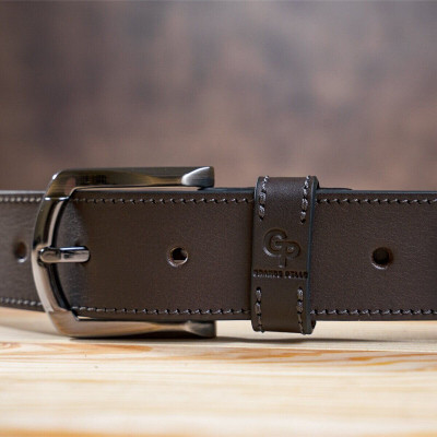 Ремень Grande Pelle Джинсовый Коричневый (11158) Винница - изображение 4