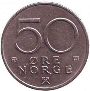 Монета 50 эре. 1978 год, Норвегия.(АС) Полтава