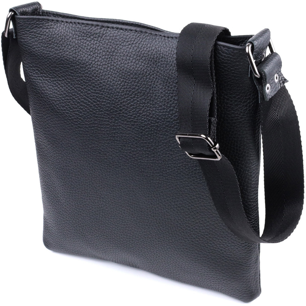 Тонкая сумка для мужчин через плечо из натуральной кожи Черная (SHVIGEL) Киев - изображение 11