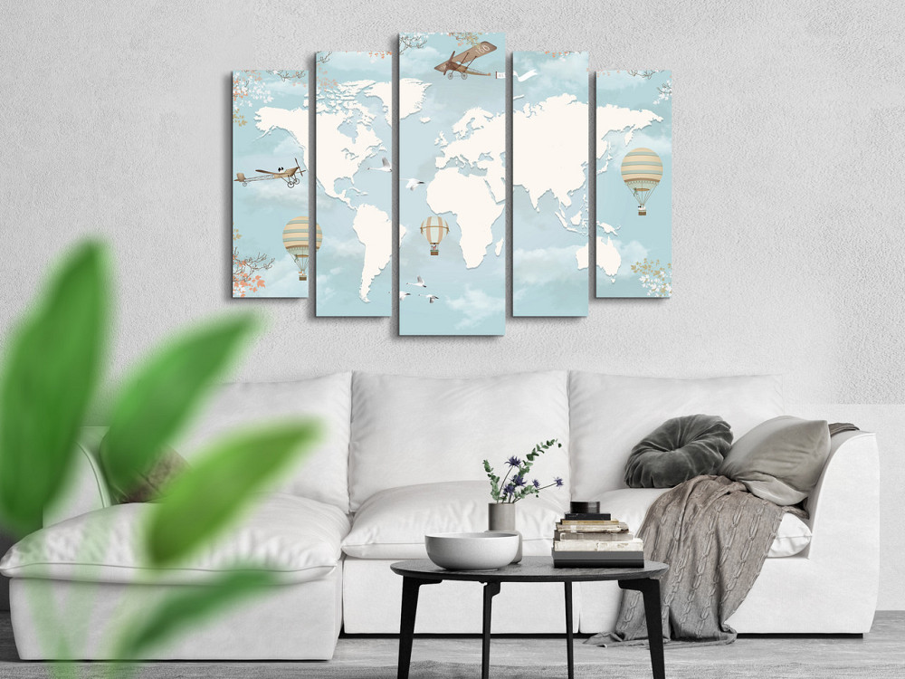 Модульная картина в гостиную / спальню Карта мира ,белая Art-422_5 ( 80х118см ) Киев - изображение 2