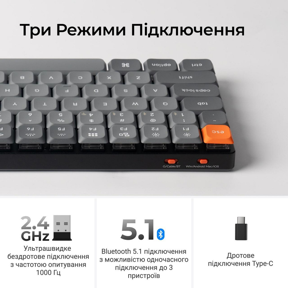 Клавіатура бездротова Keychron K5 Max, Gateron MX 2.0 Brown, Hot-Swap, RGB UA Black (K5M-H3-UA) ( 22247 ) Харьков - изображение 15