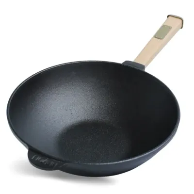 Сковорода Brizoll чавунна WOK з дерев'яною ручкою 2,2 л 240х70 мм (W24H) Вінниця