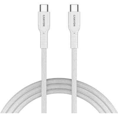 Дата кабель USB-C to USB-C 1.0m OnWire 60CL C-C 60W COLOR Braided 1m White Canyon (CND-CCAP60AB10W) Вінниця