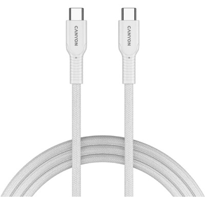 Дата кабель USB-C to USB-C 1.0m OnWire 60CL C-C 60W COLOR Braided 1m White Canyon (CND-CCAP60AB10W) Винница - изображение 1