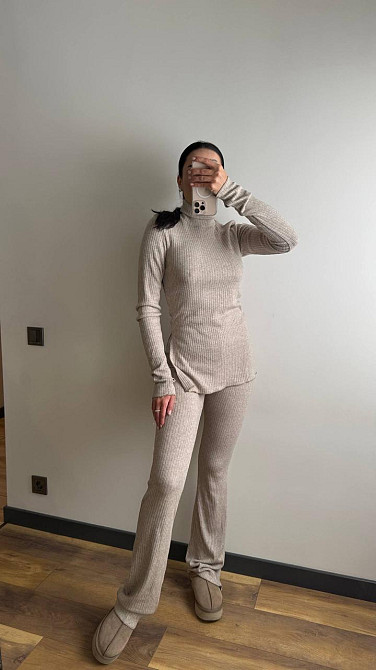 Женский теплый базовый костюм двойка ангора рубчик Бежевий, 44/46 Одесса - изображение 2