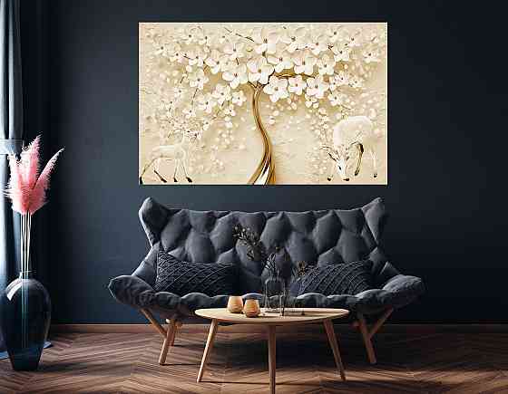 Картина холст в гостиную / спальню  Дерево білі квіти    MLP_21 80x120 см Киев