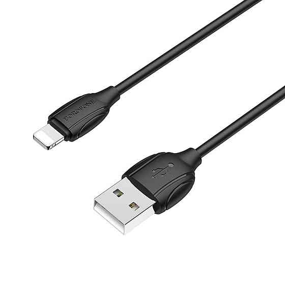 Кабель BOROFONE BX19 USB - Lightning 2.4A, 1m, PVC, TPE конектори, колір чорний BX19LB Одеса