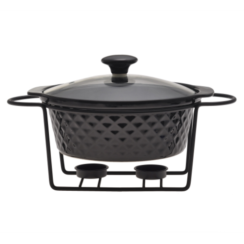 Марміт круглий 1,5л 24*21*8см кераміка скляна кришка + метал.підставка 6425 KAMILLE Житомир