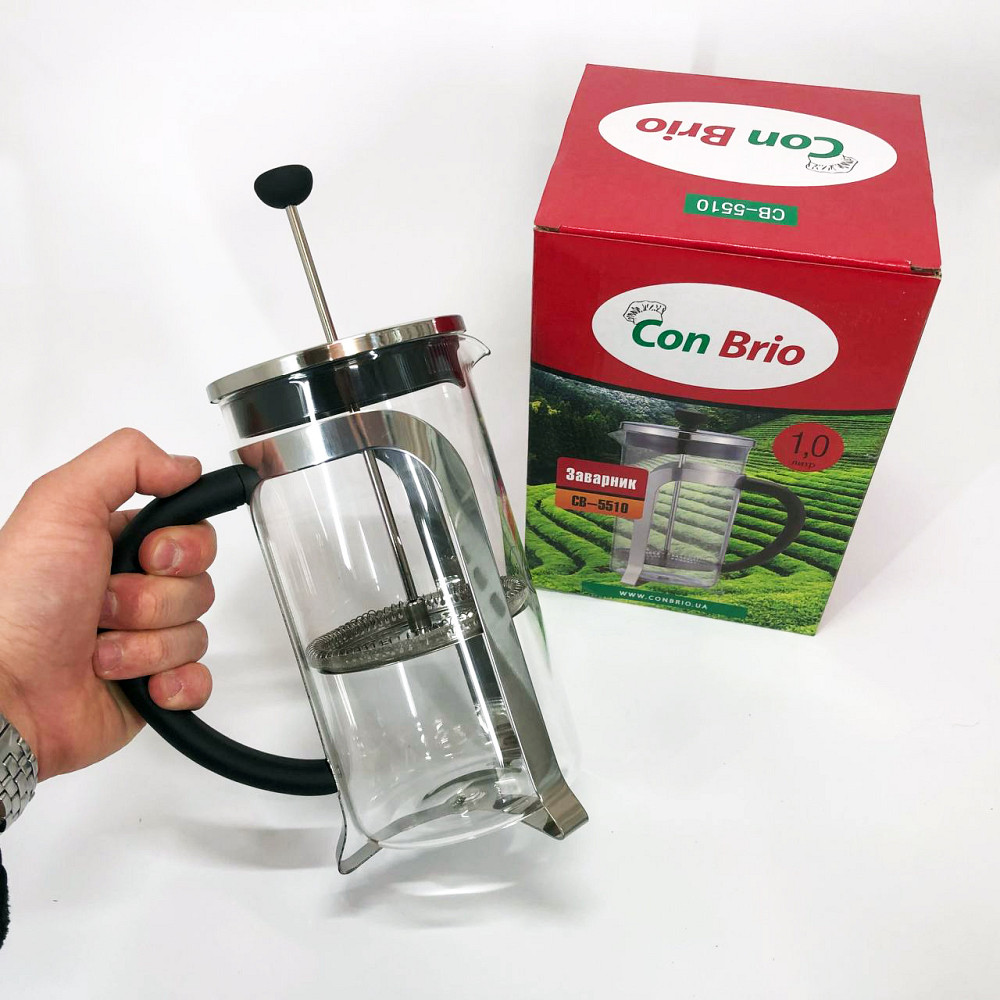 Заварники для заваривания чая с прессом Con, Стеклянный заварочный чайник для чая чайники JC-72 Львов - изображение 3