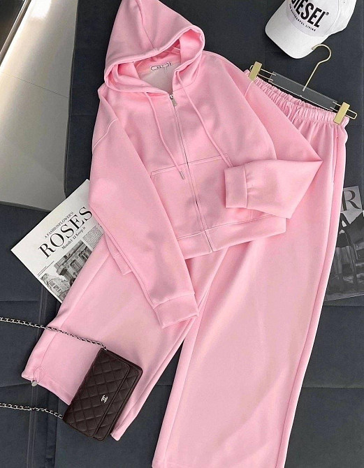 Женский стильный повседневный костюм двойка турецкая двухнить Розовый, 46/48 Одесса - изображение 1