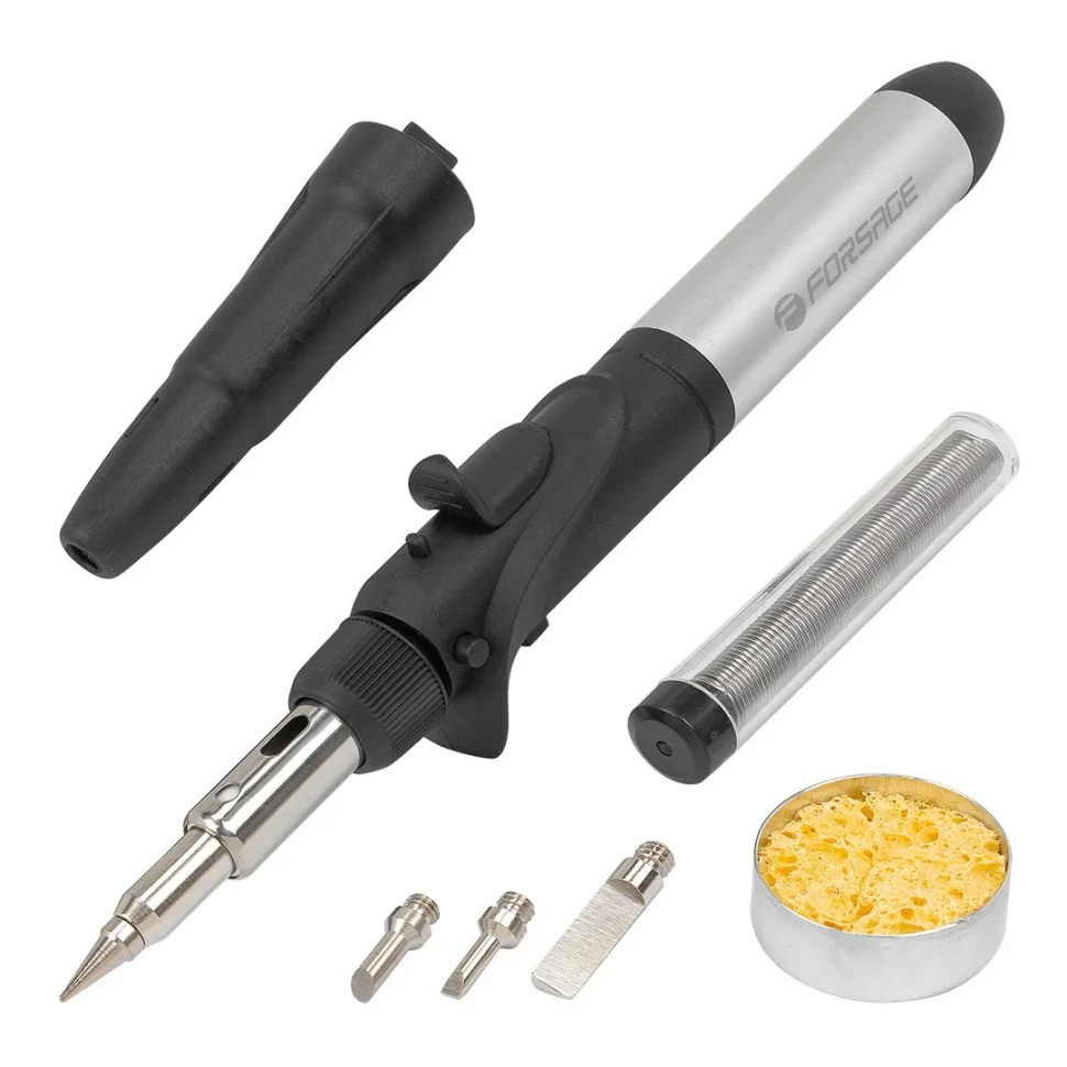 Паяльник газовий в наборі з насадками та пристосуваннями 8 пр, в ложементі FORSAGE F-248BSI Одеса - фото 1