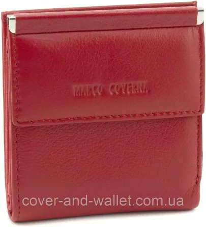 Маленький женский кошелек красного цвета на кнопке Marco Coverna 1420 Киев