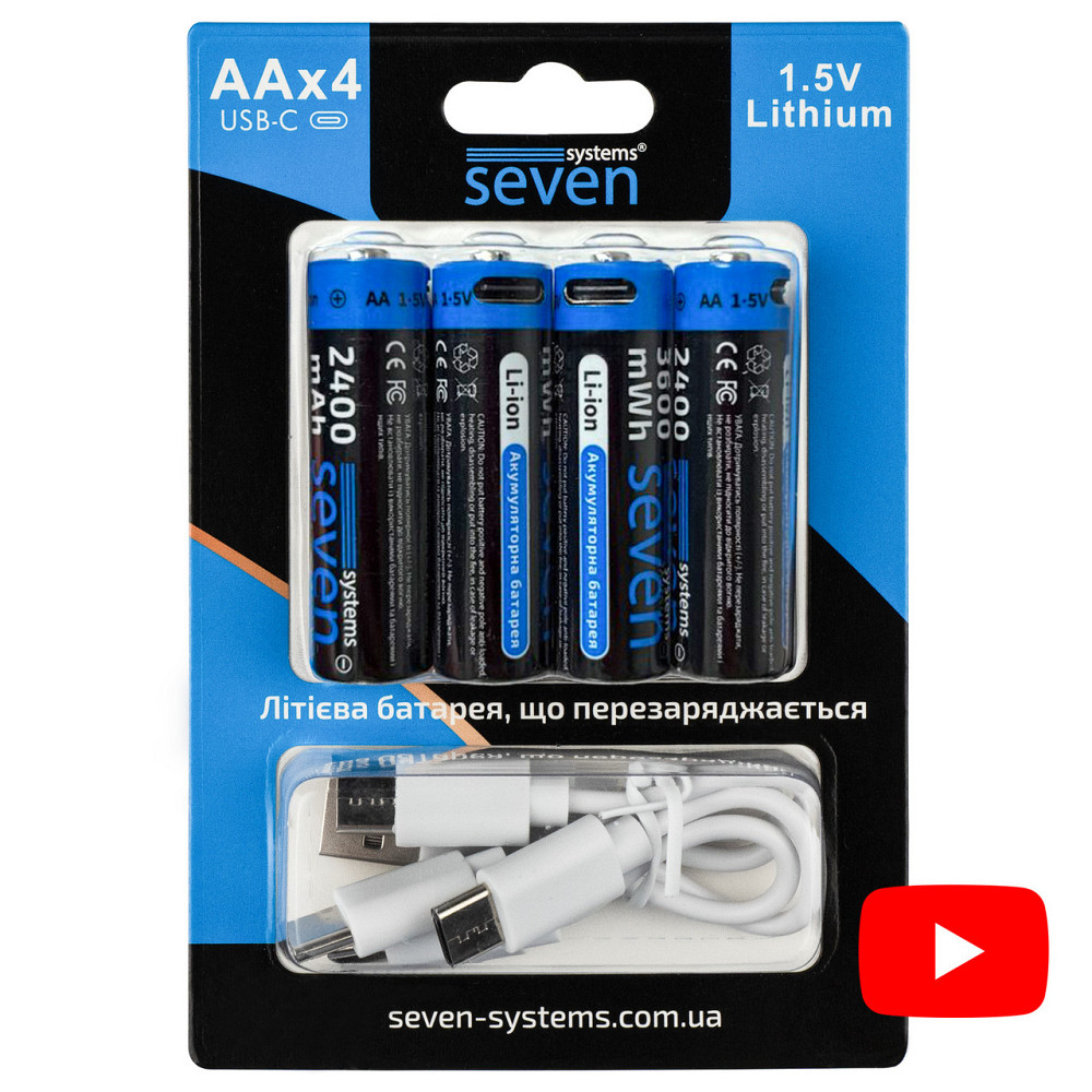 Акумуляторна батарейка SEVEN AA 1.5V Li-ion 4 шт Київ - фото 11