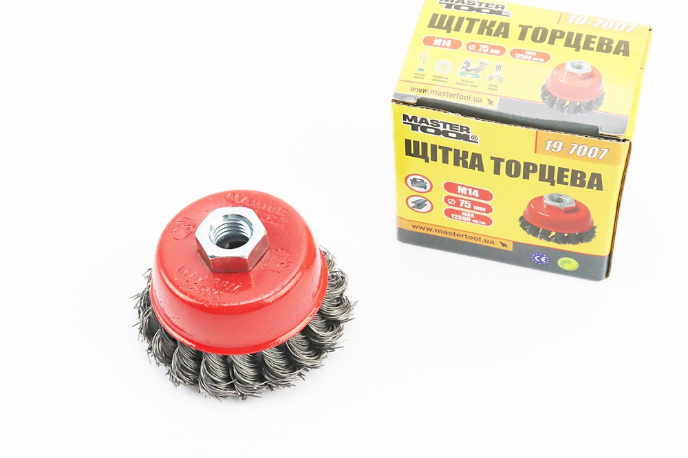 Щітка торцева М14 D-75мм з плетеного дроту 19-7007 Київ - фото 1