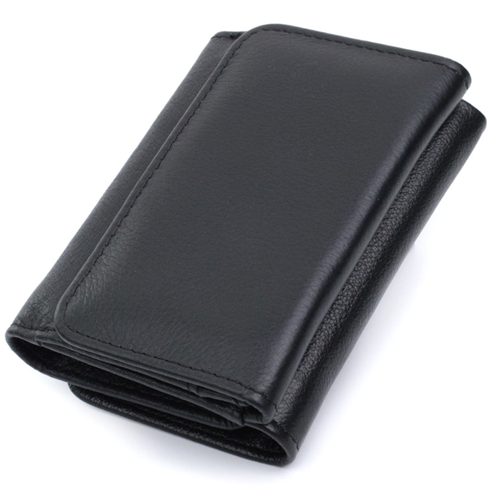 Жіночий горизонтальний шкіряний гаманець чорний (ST Leather) Київ - фото 18