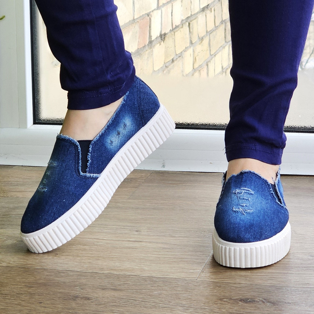 Женские Джинсовые Слипоны Мокасины на Высокой Толстой Подошве (размеры: 36,37,38) - 211 Днепр - изображение 8