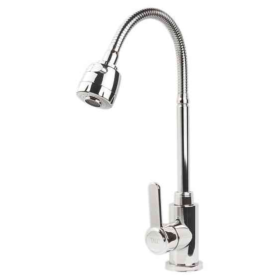 TAU Смеситель s18 Ø35 для кухни излив гофрированный на гайке SS TAU (9818110) Киев