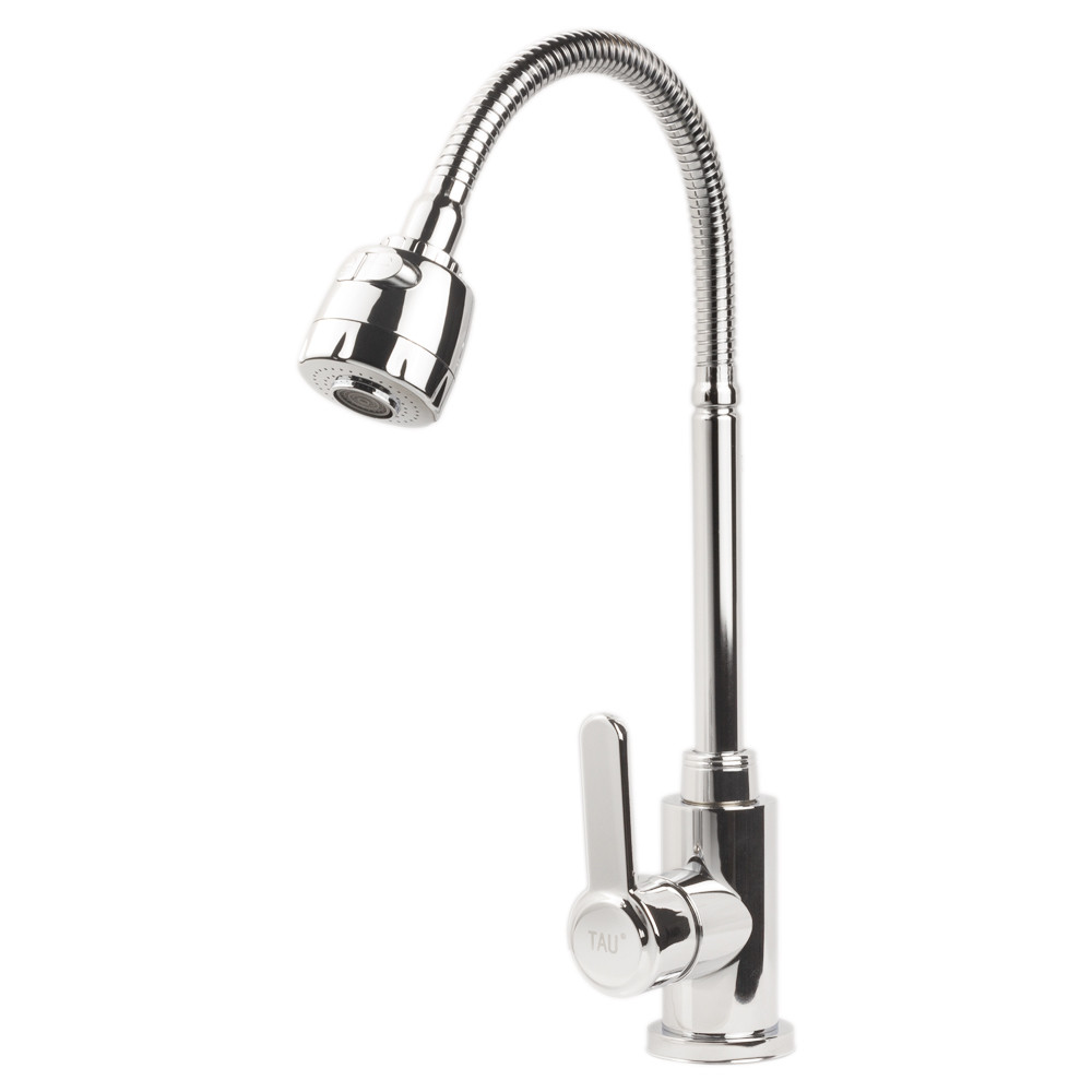 TAU Смеситель s18 Ø35 для кухни излив гофрированный на гайке SS TAU (9818110) Киев - изображение 4