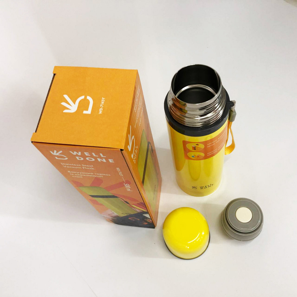Термос для чаю топ Well Done WD-7145Y 500 мл, Термос з вакуумним утриманням тепла GM-93 Львів - фото 6