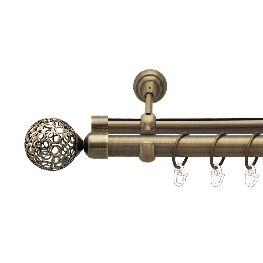 Карниз Orvit Савона металевий дворядний опозитний гладка \ профільна труба кільце металеве Антик 25\19 мм 240 см (7524122) Львів - фото 1