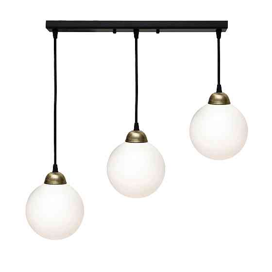 Светильник подвесной MSK Electric Luna с плафонами шарами на планке под три лампы Е27 PL 2026-3 BK Одесса