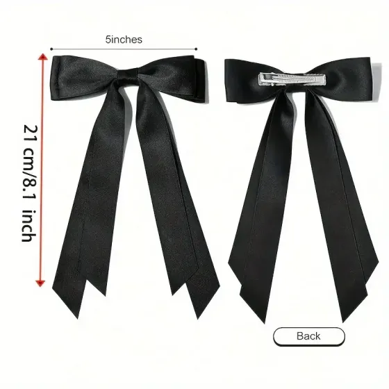 Набор заколок-бантов для волос 4 шт – большие атласные банты на металлической заколке-автомат, 21×12 см Киев