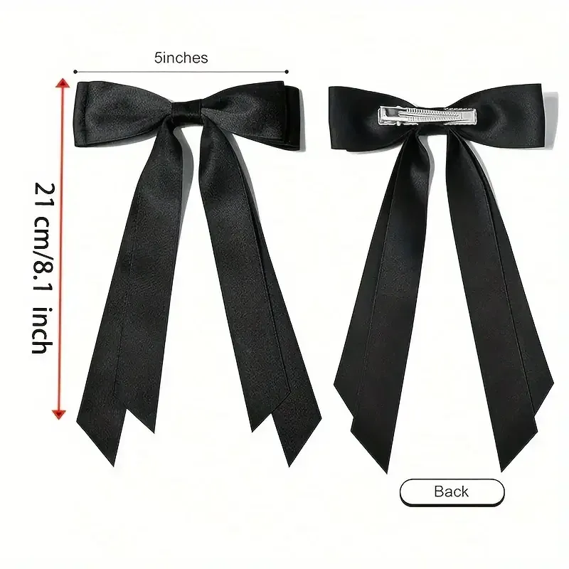 Набор заколок-бантов для волос 4 шт – большие атласные банты на металлической заколке-автомат, 21×12 см Киев - изображение 2