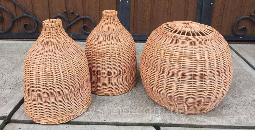 Комплект плетених світильників | люстра з лози різної форми /плетеної світильник для кафе Київ - фото 1