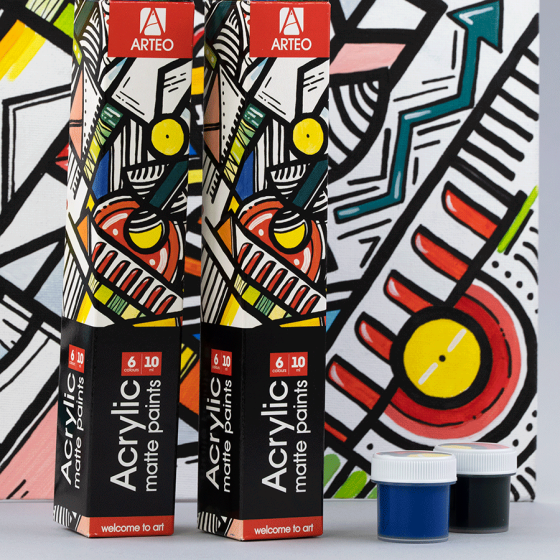Набір акрилових фарб Geometric матовий 6×10мл Arteo Київ