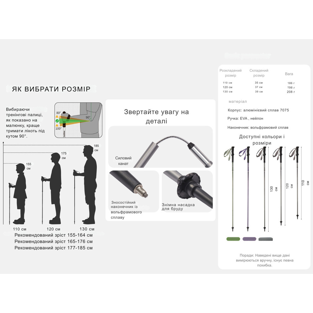 Трекінгова палиця Naturehike CNK2450DS016, 110 см, зелена Киев - изображение 14