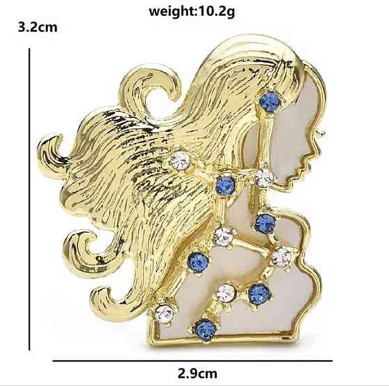 Брошка знак зодіаку "Діви" Золотистий Сміла