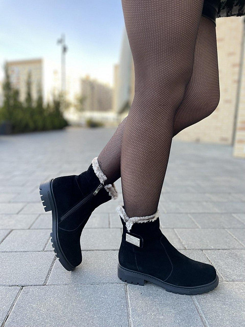 Черевики жіночі D and V чорні натуральна замша з хутром висота 13 см размер 36 (2005/2) (2978) Коломыя - изображение 7