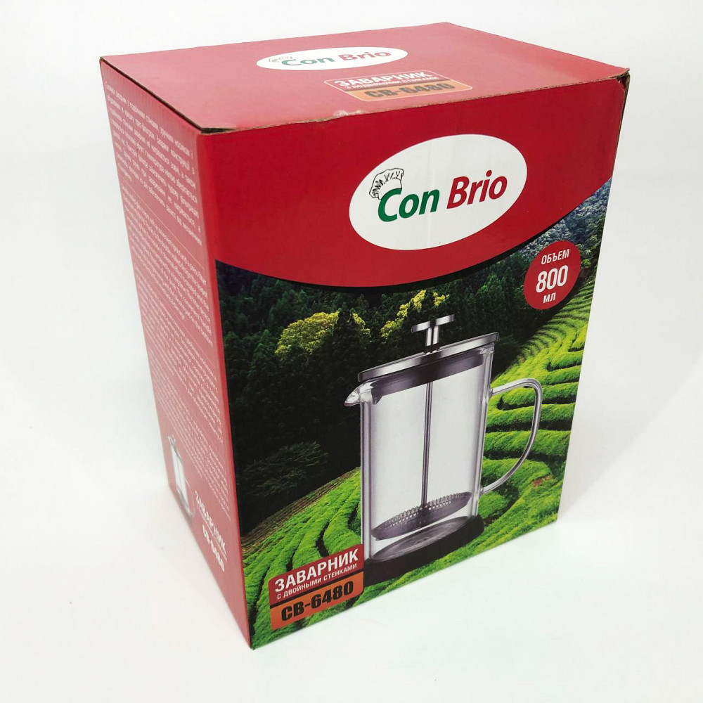 Приготовление чая с помощью пресс-заварника Con Brio CB-6480 800 мл, Френч-пресс для дома и офиса QL-97 Львов - изображение 9