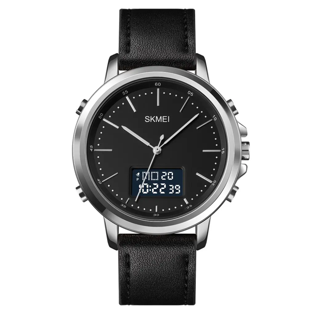 Чоловічий спортивний наручний годинник Skmei 1652 (Сріблясті з чорним) Київ - фото 1