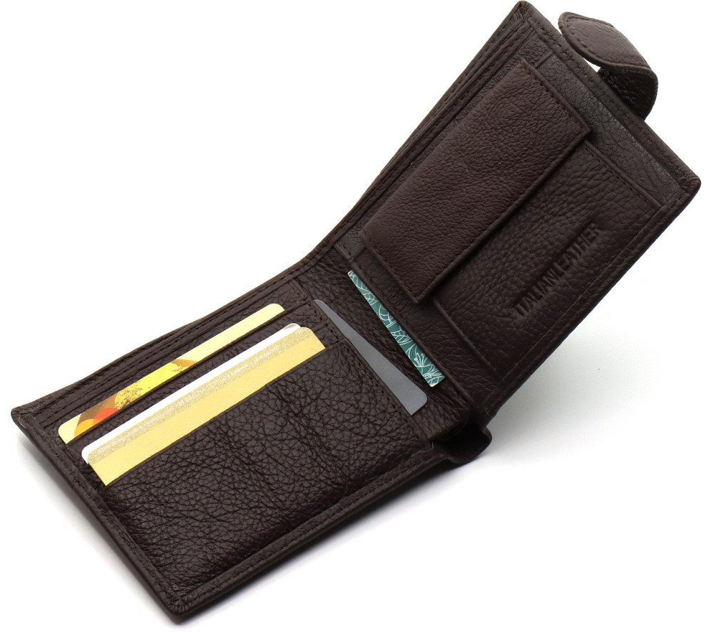 Мужское кожаное портмоне на кнопке ST Leather ST104 Коричневый Киев - изображение 5