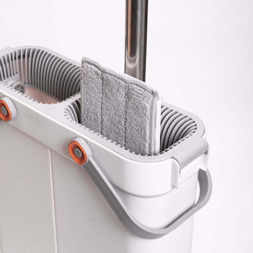 Швабра з відром для миття підлоги з віджимом, плоска насадка з мікрофібри, набір для прибирання дому HP-35015-18 Київ - фото 8