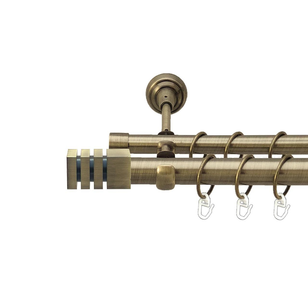 Карниз Orvit Акорда металевий дворядний відкритий гладка труба кільце металеве Антик 25\19 мм 200 см (00-00025605) Львів - фото 1