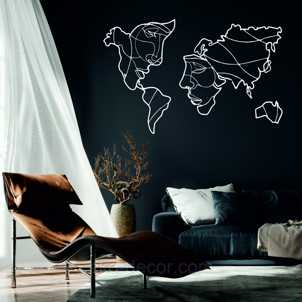 Декоративное настенное Панно «Карта», Декор на стену 70*109 см, Белый Киев - изображение 2