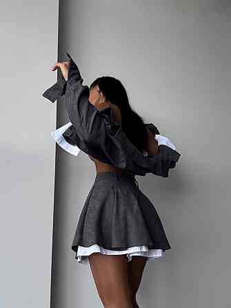 Женский стильный костюм двойка: пиджак и юбка микровельвет Одесса