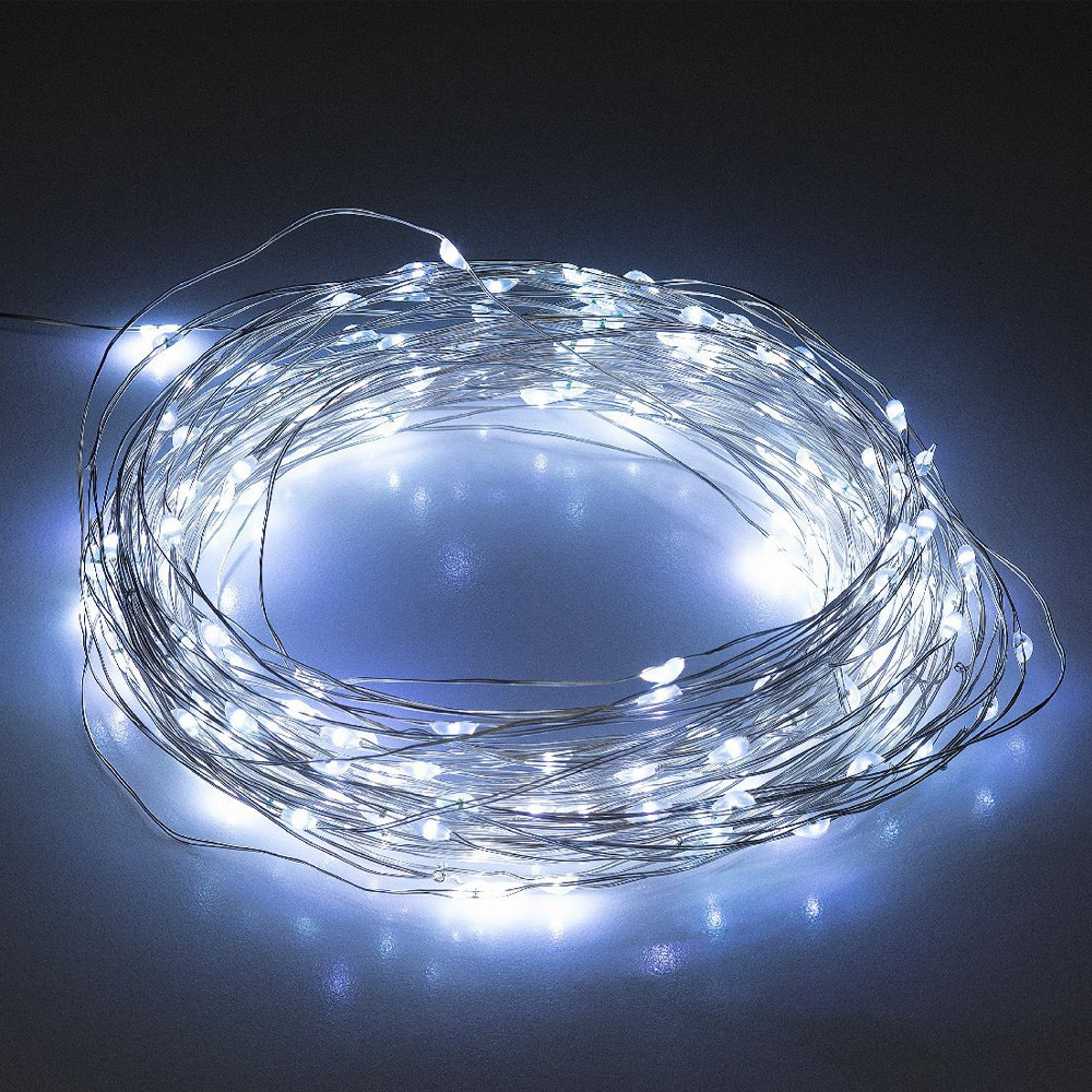 Гирлянда нить Роса от USB,50м,500LED + пульт,Холодный белый SBR Киев - изображение 9