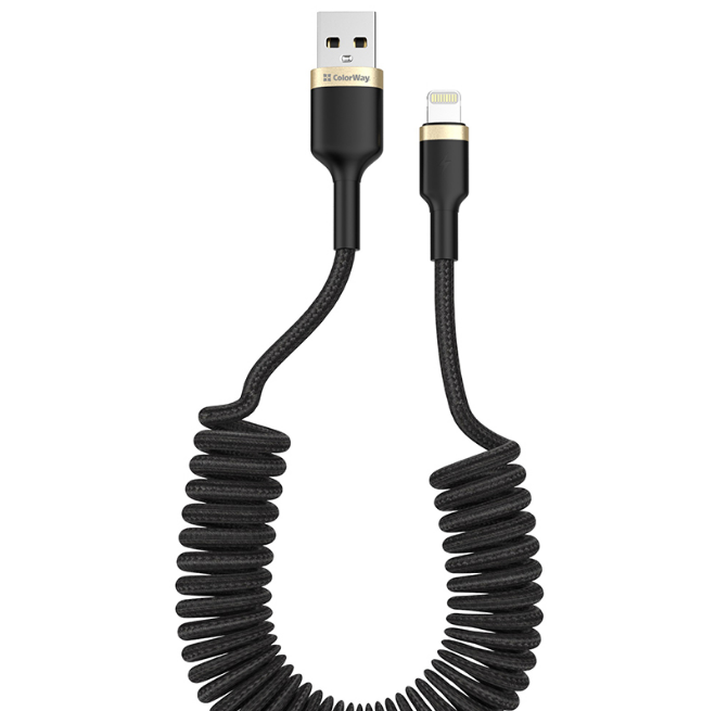Кабель USB Lightning ColorWay CW-CBUL051-BK 2,4A 0,35-1,5м чорний Житомир - фото 3