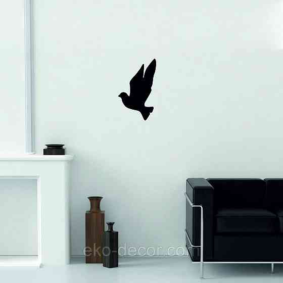 Декоративное настенное Панно «Птичка» Декор на стену(цена за 1шт) 30*18 см, Черный Киев