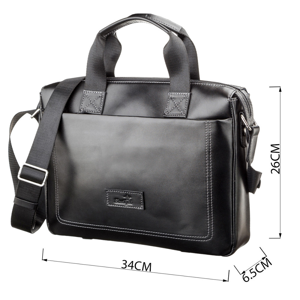 Сумка мужская SHVIGEL 11107 кожаная Черная Киев - изображение 6