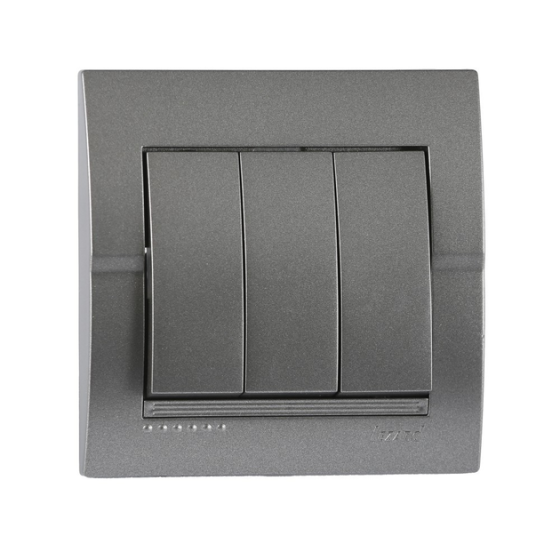 DERIY Вимикач потрійний темно-сірий металік Lezard Харків