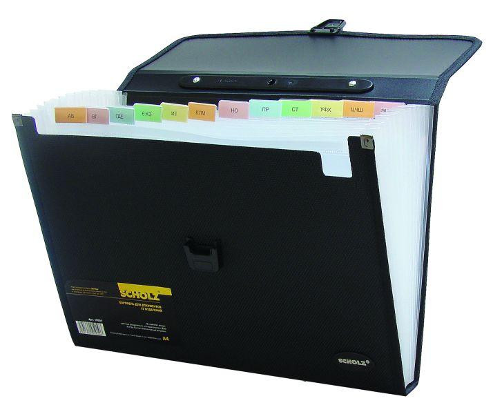 Портфель А4 12відділення "Scholz" 10501-09SCH з регістрами чорний, шт Київ - фото 1