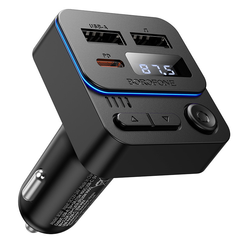 АЗП з FM-модулятором BOROFONE BC60 Hero 35W(1A1C) car BT FM transmitter Black Одеса - фото 1