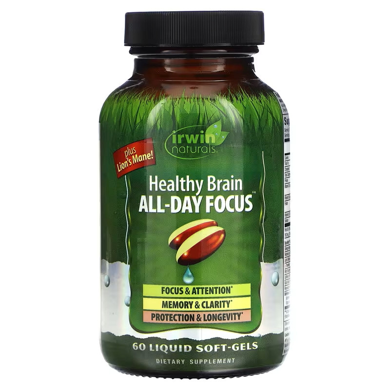Витамины для мозга Irwin Naturals Healthy Brain, All-Day Focus, 60 Liquid Soft-Gels Луцк - изображение 1