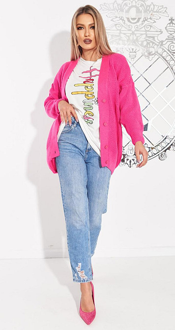 Короткий кардиган грубого в'язання (42-46) Київ - фото 5