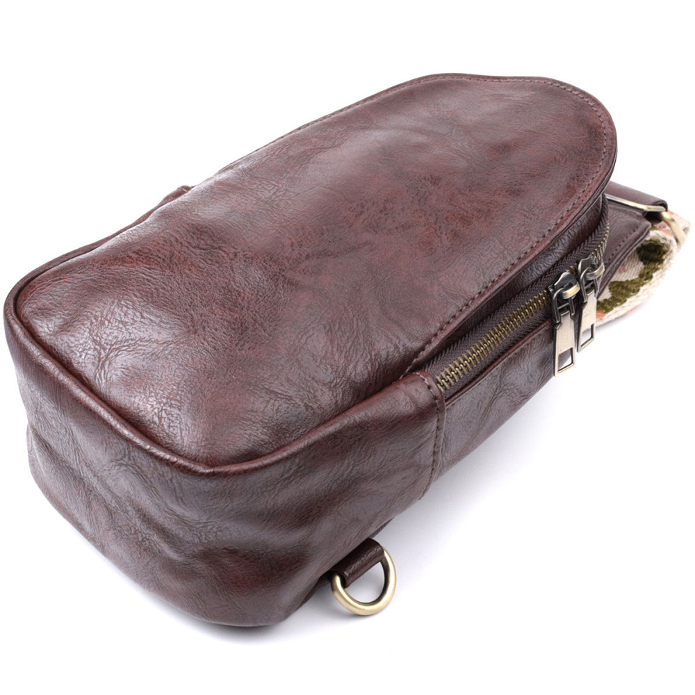 Зручна сумка через плече в модному кольорі з екошкіри Vintage 22794 Коричневий Київ - фото 5